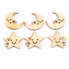 24-27 мм, 50 шт в наборе, деревянные аксессуары звезды и луна шаблон натуральный мех Изделия из дерева Скрапбукинг «сделай сам» для дома Арт Декор ручной M1704