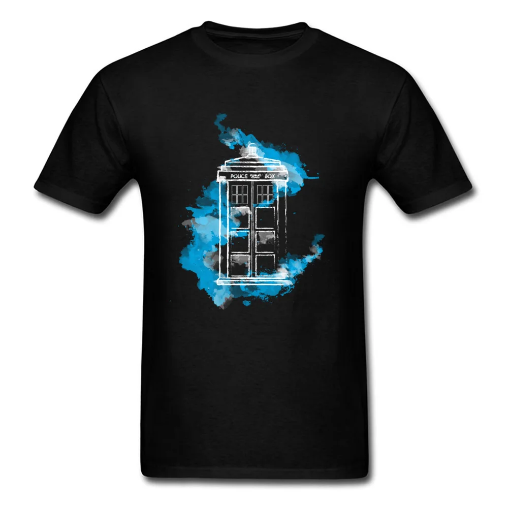 

Lasting Charm Doctor Who Black Sports T-shirt Men's Short Sleeve Tee Shirt Watercolor Police Box