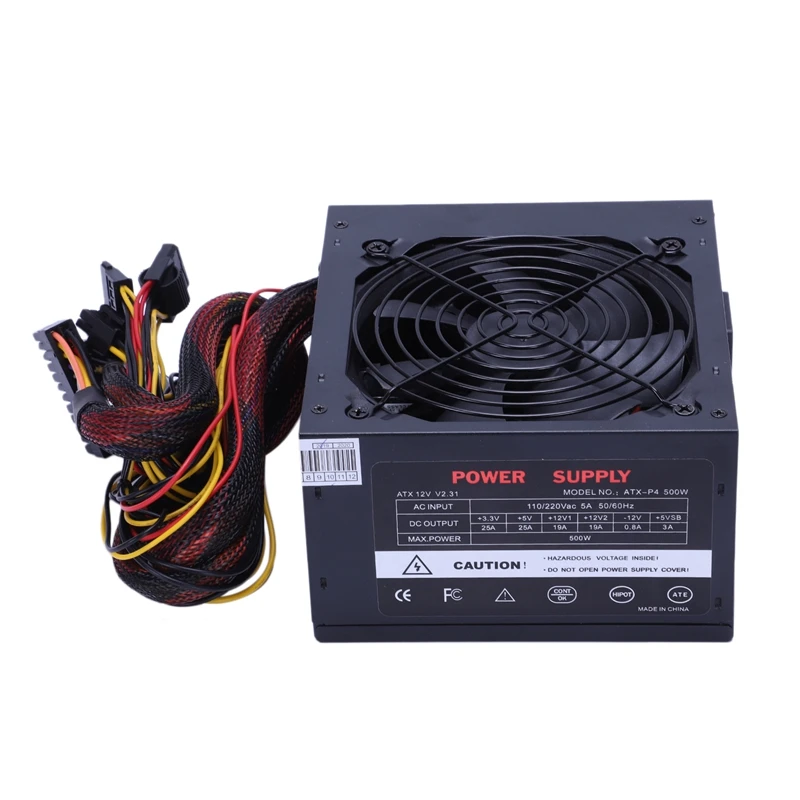 170 260V Max 500W Power Supply Psu Pfc Silent Fan 24Pin 12V Pc Computer Sata Gaming 1