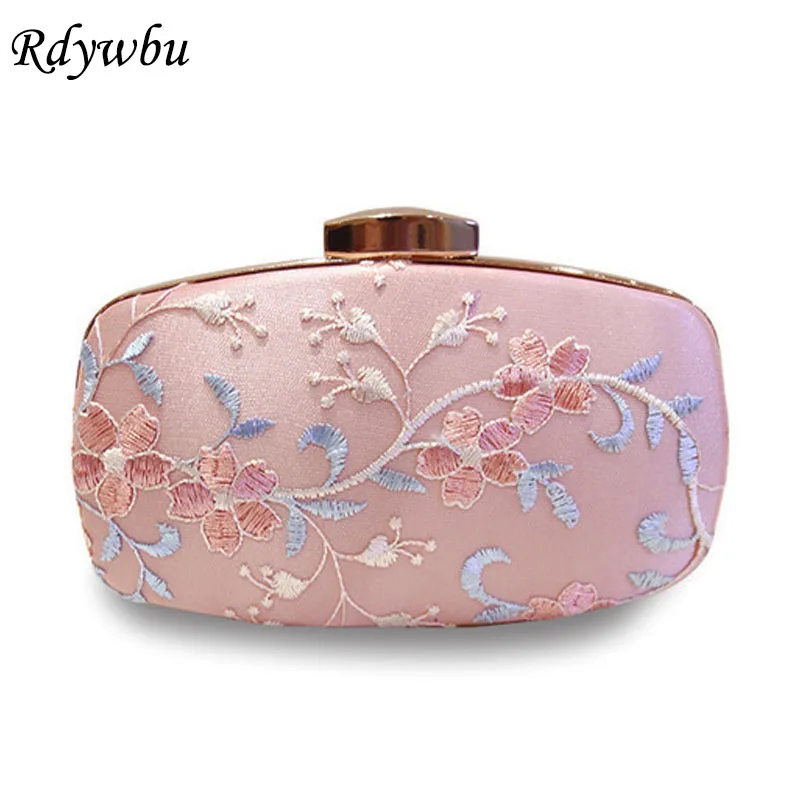 Женская вечерняя сумка Rdywbu с вышивкой в виде национальных цветов модные розовые