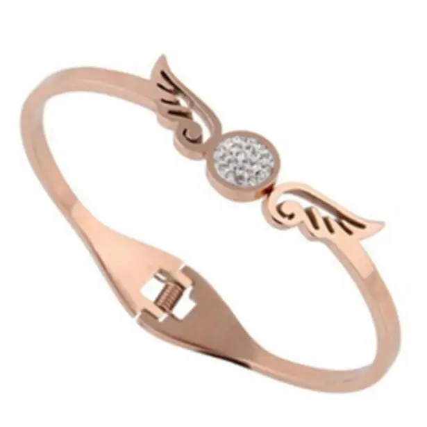 

Promotion rose gold 316L stainless steel angles wing girls bangles on sale