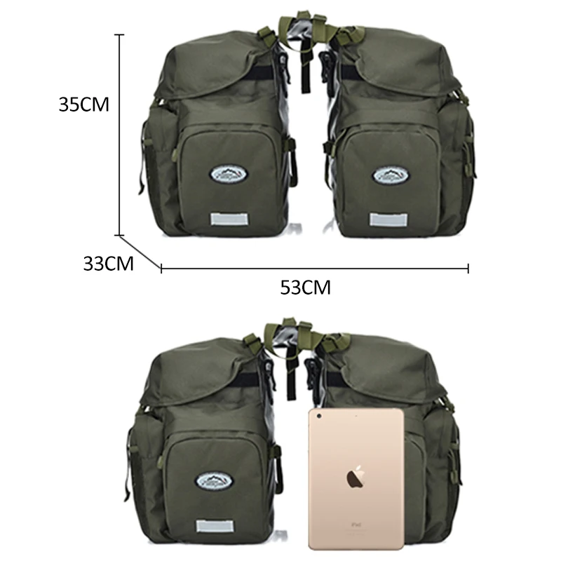 Best Bicycle Bag Mountain Road Saddle Cycling Bags MTB Rear Double Side Rack Tail Seat Pannier Pack Bike Accessories Rain Cover XA37D