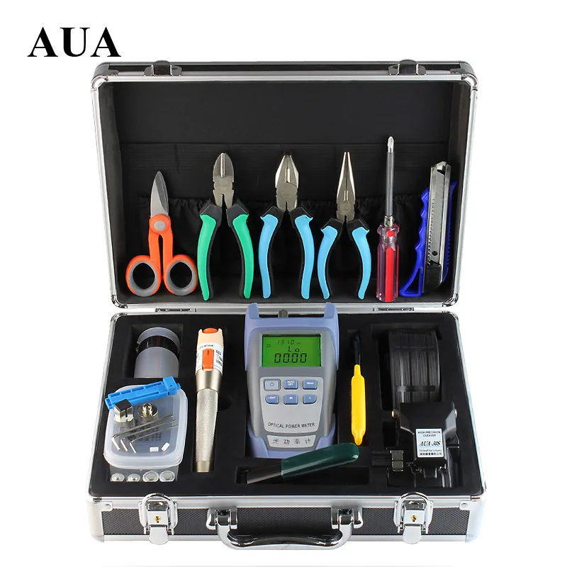 

FTTH fiber optic tool sets Optical Power Meter Visual Fault Locator 10MW AUA-30S cleaver Strippers Kevlar Scissors