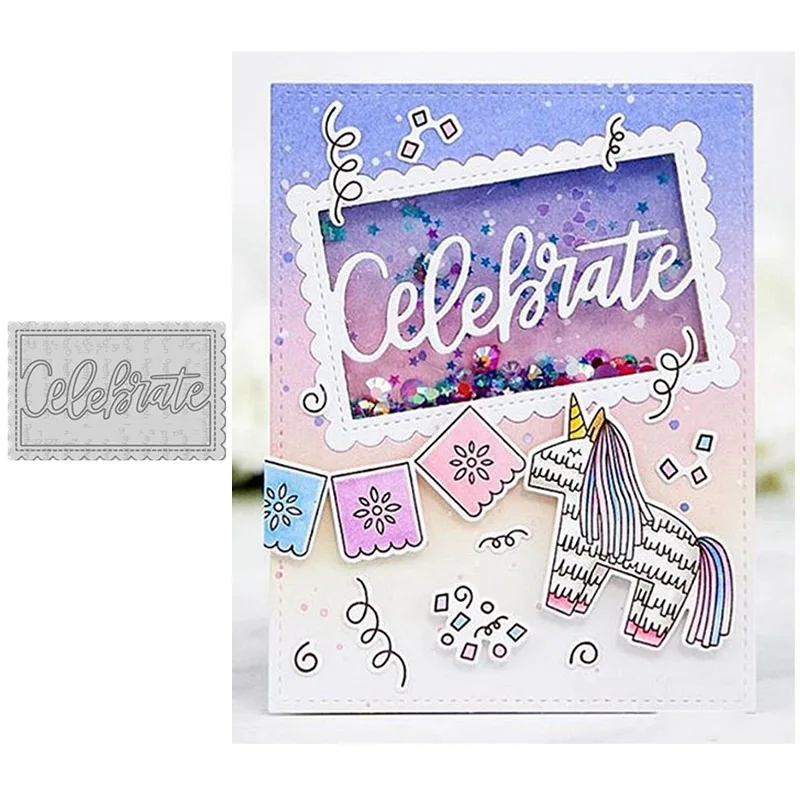 

Metal Cutting Dies Celebrate Word and Frame New 2019 Stencils for Scrapbooking Embossing Die Paper Cards Making