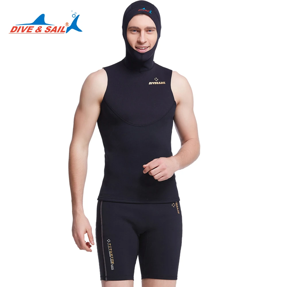 Dive&Sail 1.5MM mens hooded wetsuit vest diving hood vest spearfish
