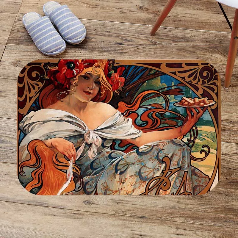 Alphonse Mucha рабочие коврики с принтом Противоскользящий напольный коврик для кухни, гостиной, напольные коврики, коврик для передней двери, коврик для ванной комнаты - Цвет: 3