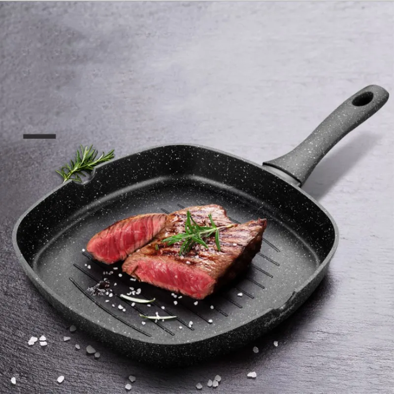 28cm Steak Fry Pan Japanese Style Square Frying Pot Steak Special