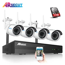 ARSECUT 4CH Wireless NVR CCTV System 960P HD WIFI Outdoor IR Night Vision Home Security Camera Video Surveillance Kit&Mobile APP