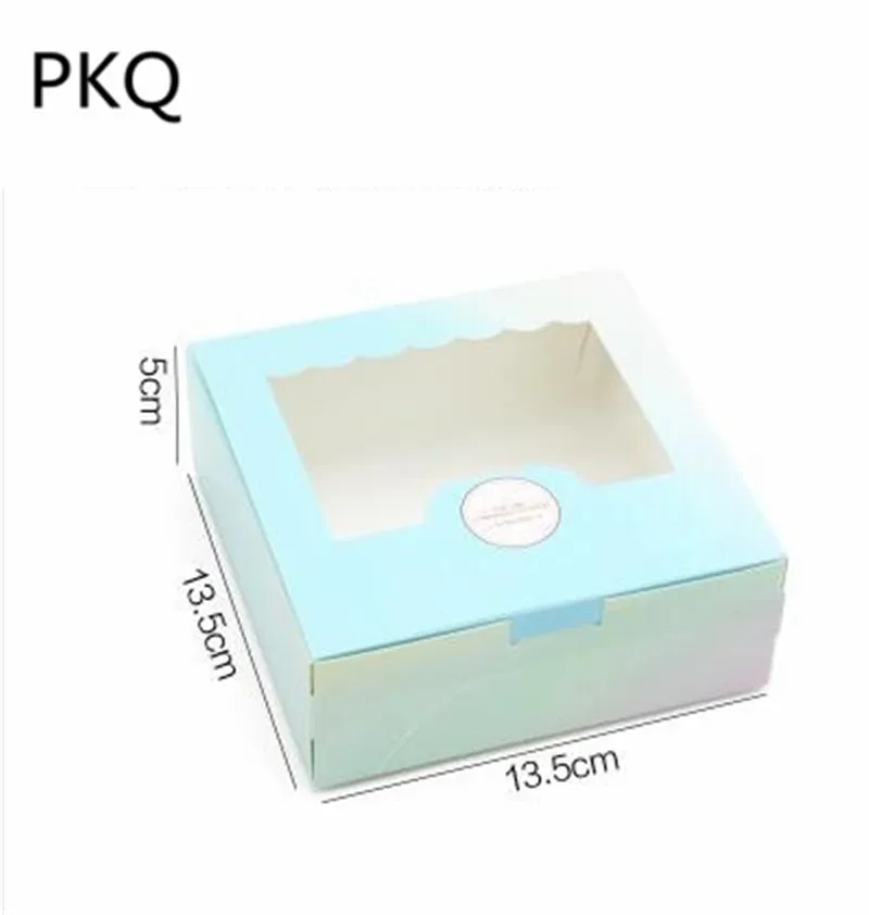 

10pcs Lovely Green Happy Everyday pink Macarons Box Cake Box Chocolate Muffin Biscuits Box for Cookie Package 13.5x13.5x5cm