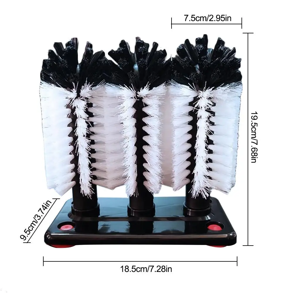Трехголовочная щетка для мытья, тройная щетка для мытья стекла, предотвращающая разбивание вина, щетка для очков, очиститель для бара, бытовой