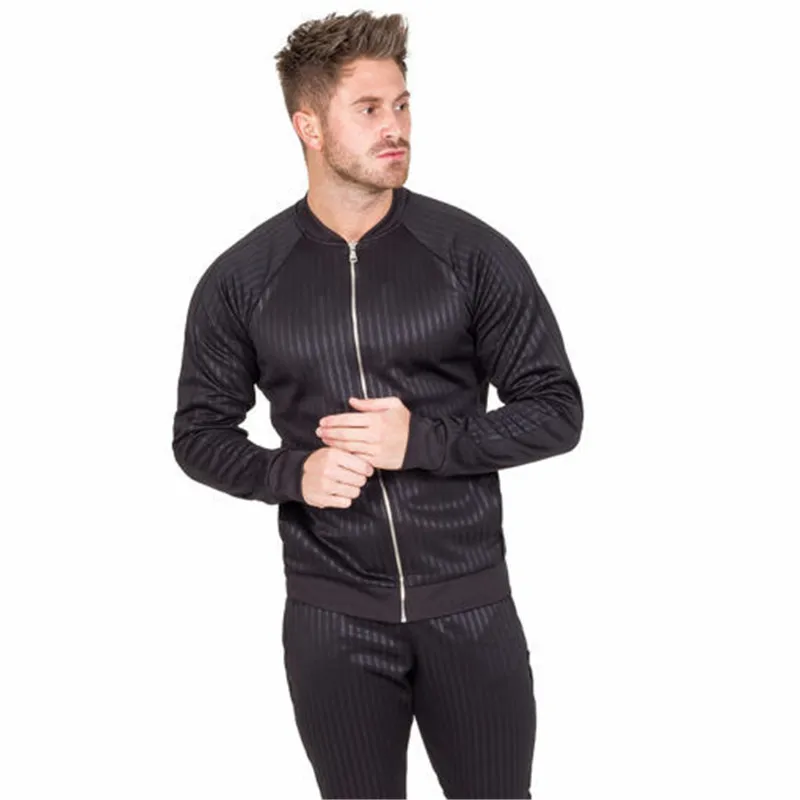 Striped zipper Jacket Coat Men Jackets Men (4)