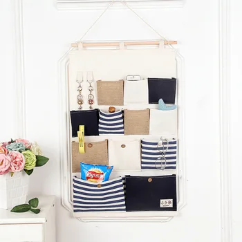 

High Quality Decorate Hanging Storage Bag Behind Doors On Walls Living Princess Room Canvas 12 Sacks 2 Hooks Gadget Organizer