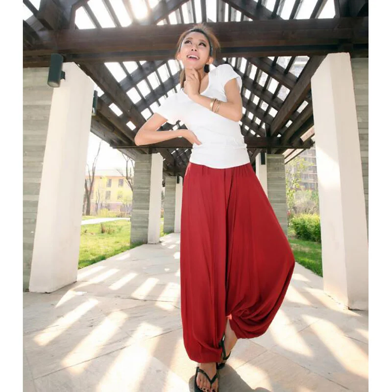 

New Women Trouser Drop Bottom Harem Pants Loose Plus Size Fitness Sports Belly Dance Pants Femme