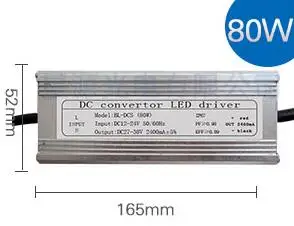 

High Power 1pcs DC To DC 80w 2400mA LED Driver Waterproof IP67 DC 12-24V Power Supply For LED Light Lamp