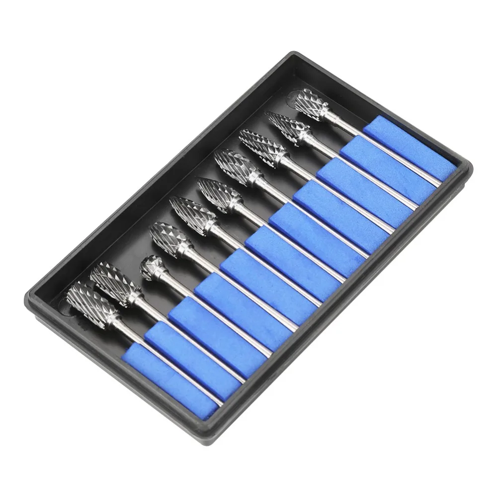 

10pcs Tungsten Carbide Steel Burrs Rotary Files Metalworking Carving Tool Set 2.35*6mm