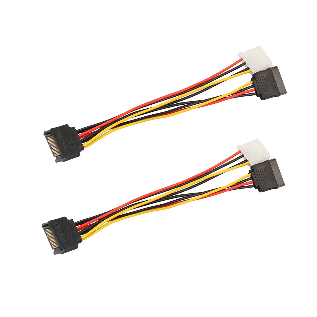 

2pc 15Pin Male Serial To 15Pin IDE Molex Female + 4Pin SATA Female Cable Power Cable Converts SATA power supply output A30