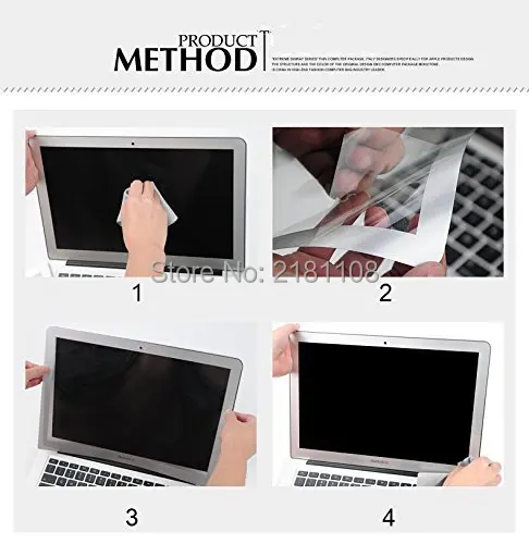 Bubble Free LCD Screen Protector Silver Frame Apple Macbook Air 13.3" A1369 A1466