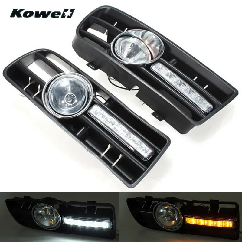 KOWELL Fog Lights Grille For Volkswagen GOLF 4 MK4 IV 1997 2006 +Switch