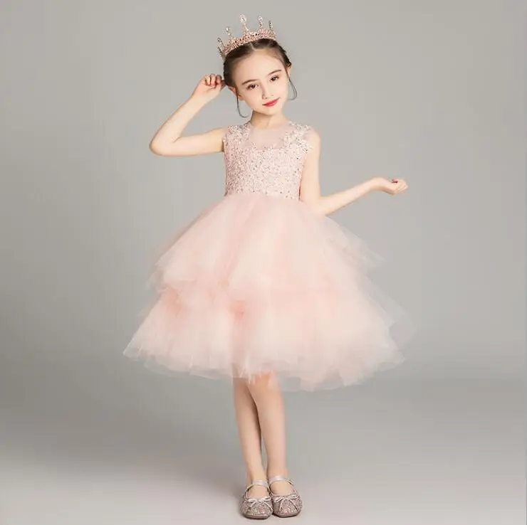 Элегантное торжественное платье; Одежда для девочек с цветочным узором; Свадебная вечерняя одежда для девочек; Детские платья для девочек; вечерние платья принцессы; длинное платье для детей 3-14 лет - Цвет: pink