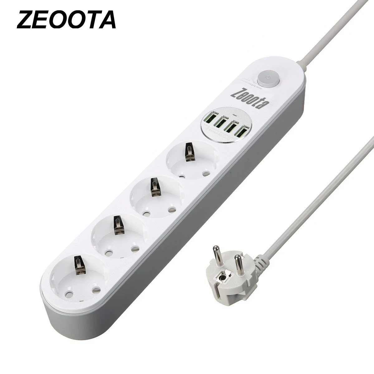 

Multiple Power Strip Surge Protector 4 EU Plug Outlet Socket with USB Charger 2500W with Switch 2m Extension Cord for Phone PC