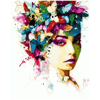 

Painting By Numbers DIY Dropshipping 40x50 50x65cm Beautiful butterfly female Figure Canvas Wedding Decoration Art picture Gift