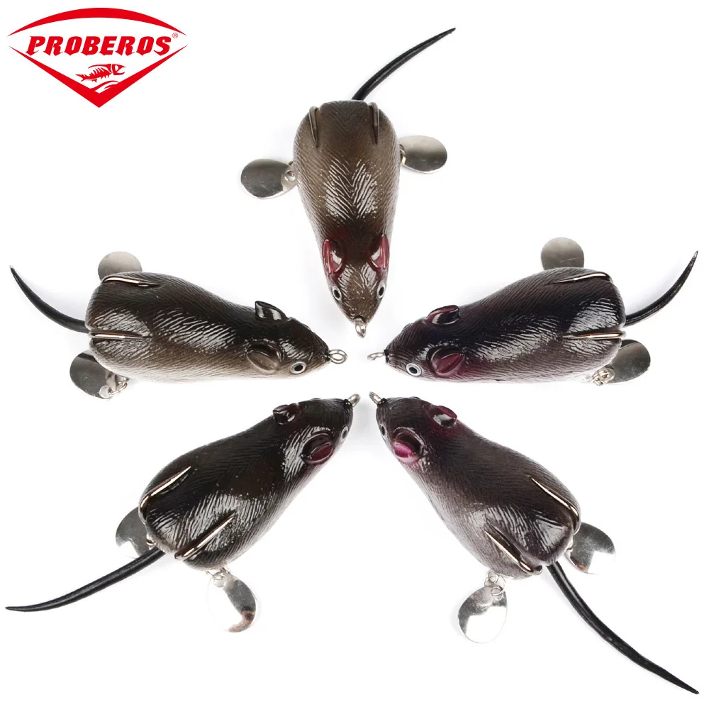 PROBEROS 1 шт. 70 мм/17 5 г 3D глаза мягкая мышь Лягушка приманка со звуком колокольчиков