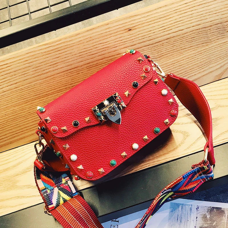 shoulder strap bag designer rivet crossbody bag fashion turquoise women