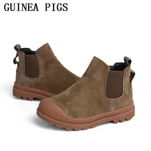Printemps et Automne Hiver Anti-Dérapage Enfants De Mode Chaussures En Caoutchouc Bottes En Cuir Bottes Garçons Filles Sport Chaussures GUINÉE PORCS