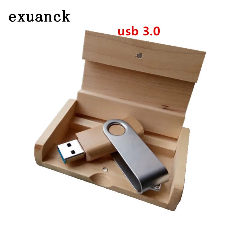 Exuanck Usb 3,0 деревянная палочка+ металл поворотный зажим costom логотип 4-64 ГБ флеш-накопитель для свадебной фотографии(более 10 шт. свободный логотип