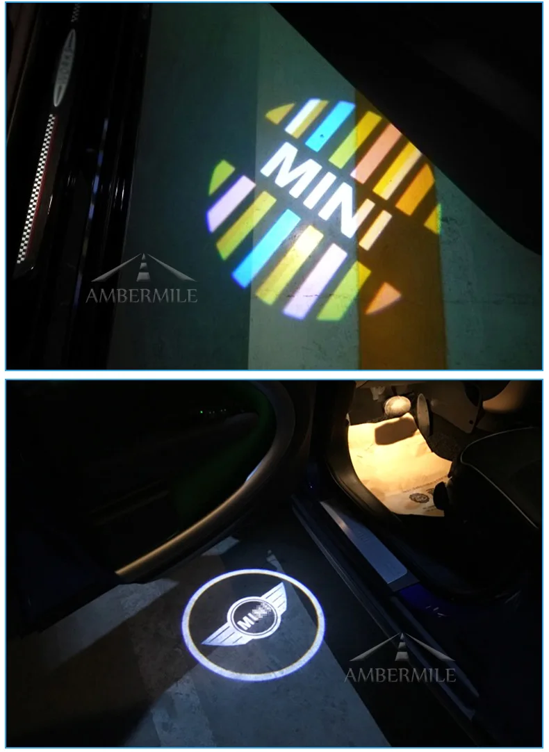  LED Car Door Shadow Light Laser Projector Logo Welcome Lights for Mini Cooper Countryman Accessories Car Styling (8)
