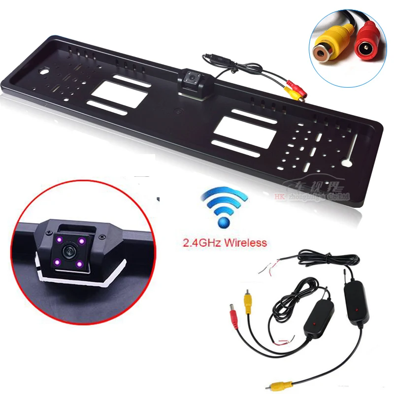 

2.4 g Wireless European License Plate Frame Camera Rear View Camera 4 Ir Reverse Camera Anti-fog 4 IR Night Vesion Car Cam