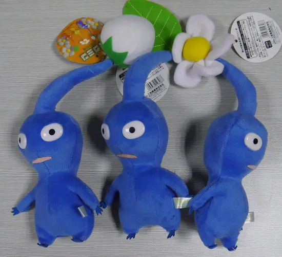 IN HAND NEW set  of 3 GAME PLUSH PIKMIN SERIES PLUSH STUFFED ANIMAL BLUE Leaf/bud/Flower~20CM doll Plush