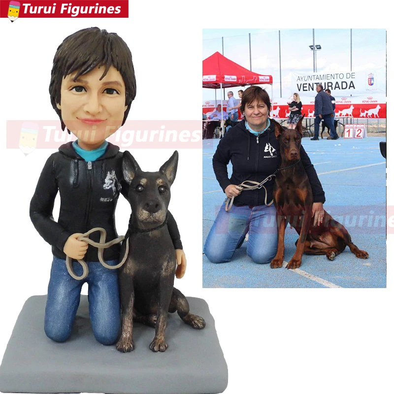 football game fans girl with her dog mini statue little people real face doll figurine miniature home accent decor sculpted figu football game fans girl with her dog mini statue little people real face doll figurine miniature home accent decor sculpted figu