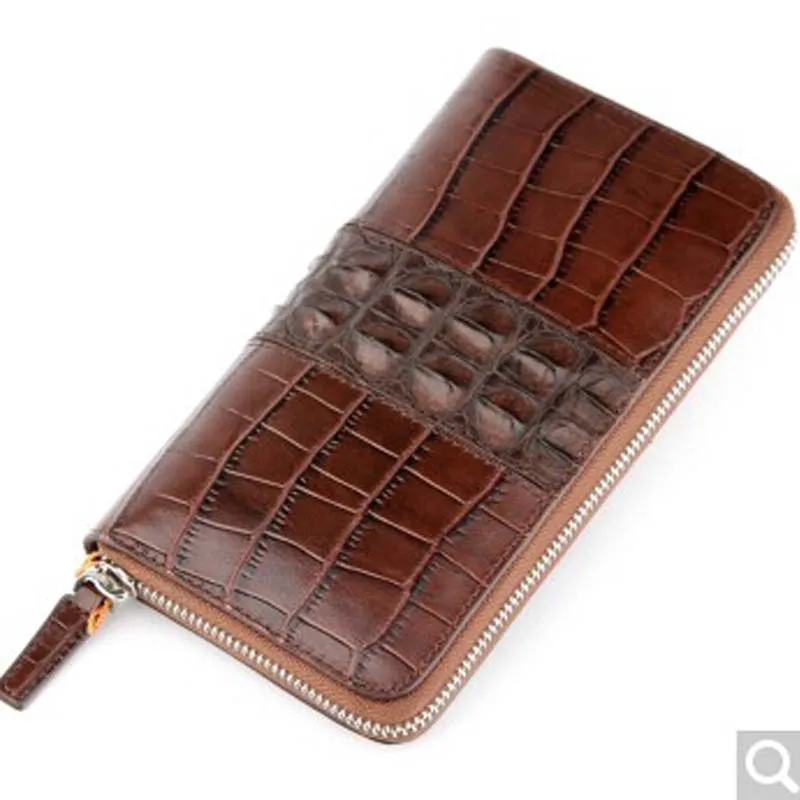 

luolaini Crocodile Leather man wallet man purse large capacity hand bag zipper long wallet multi-card leather hand grab bag