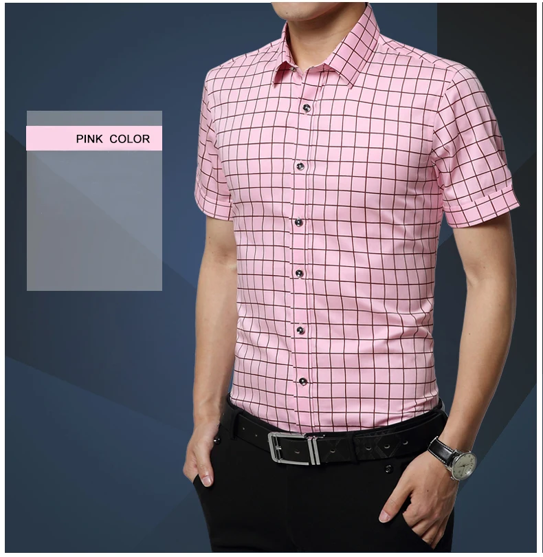 DAVYDAISY Новая летняя мужская рубашка модная Высококачественная классическая клетчатая брендовая одежда с короткими рукавами деловая рубашка мужская DS034