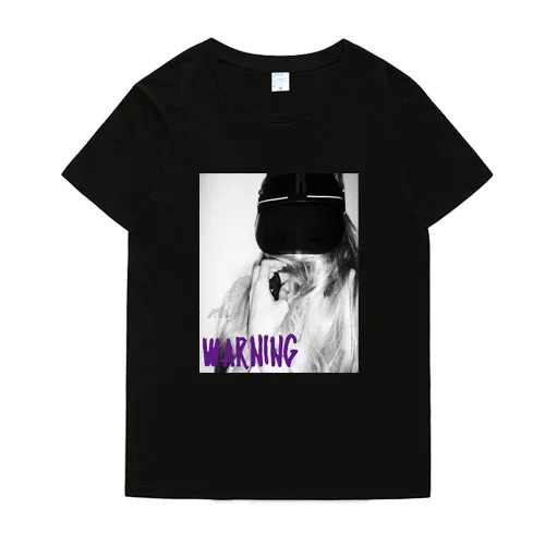 

Summer new arrival sunmi concert tour warning same printing o neck t shirt kpop unisex fashion short sleeve t-shirt