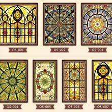 Индивидуальный размер церковная витражная стеклянная оконная пленка без клея электростатические скрабы Полупрозрачные двери шкаф мебель Фольга наклейки