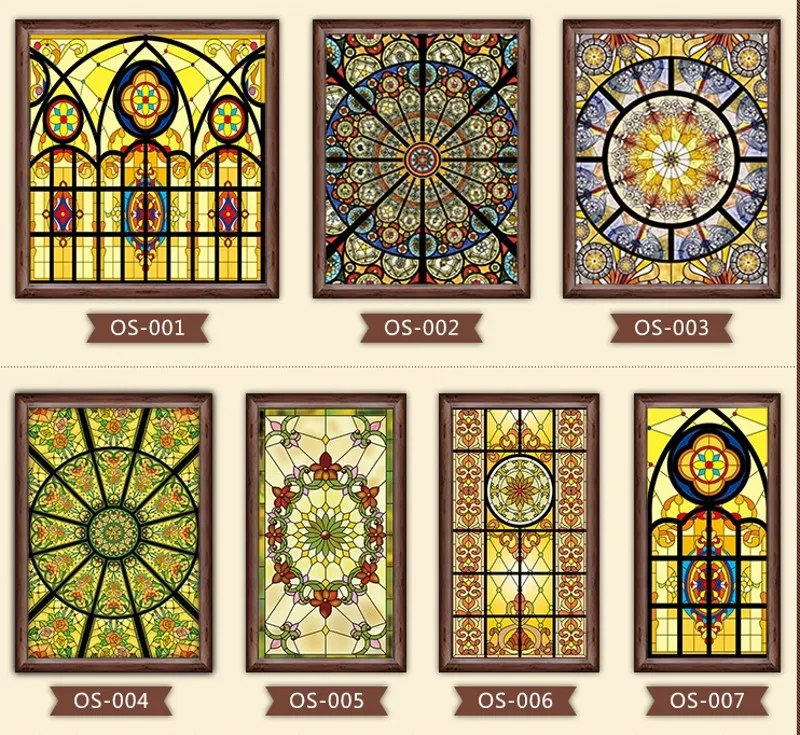 Custom Size Church Stained Glass Window Film No Glue Electrostatic