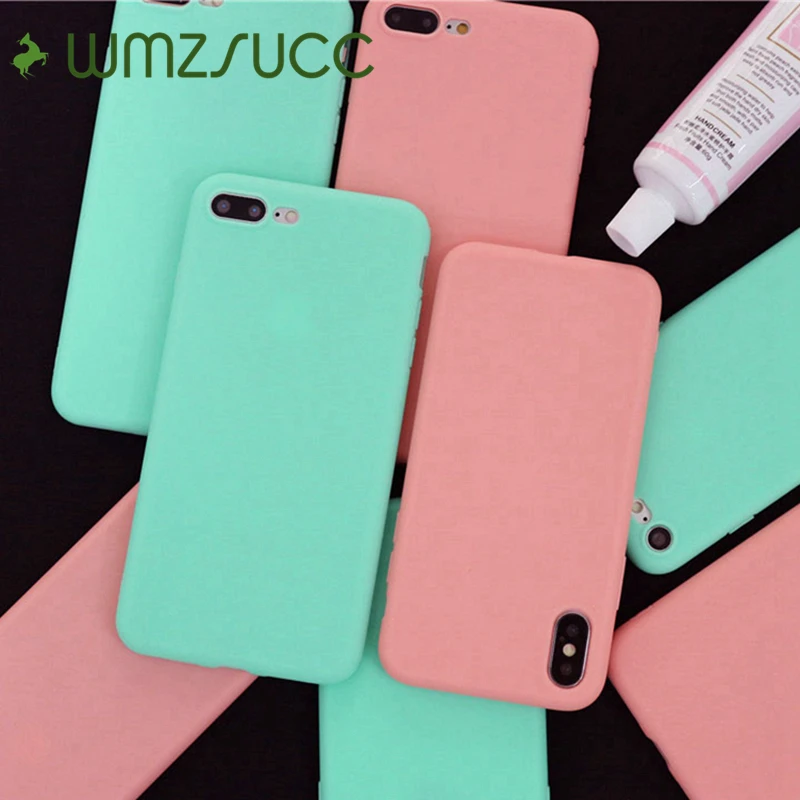 WMZSUCC Sugar Pink Mint Green Silicone Soft Phone Case For iPhone X 6s