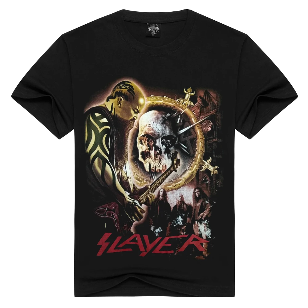 Новинка, Мужская/женская летняя футболка SLAYER из хлопка, черные топы с коротким рукавом, футболки в рок-стиле, Азиатский размер S-3XL - Цвет: DX-68