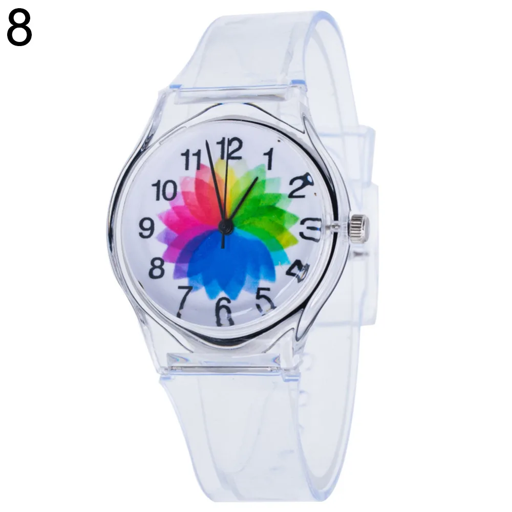 

Transparent Clock Kids Women Colorful Silicon Dial Jelly Quartz Analog Wrist Watch Sport Casual Crystal Ladies fashion Watch