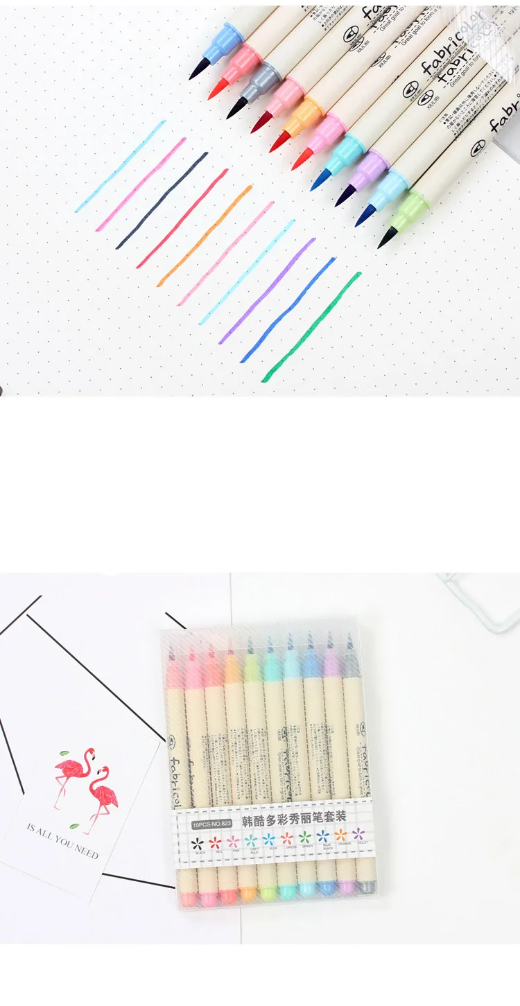10 шт./лот, милые цветные ручки для рисования, цветные маркеры, набор для каллиграфии, принадлежности для рисования, подарки для детей