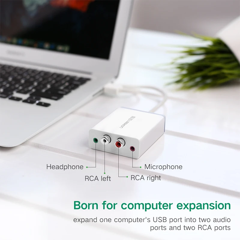 Звуковая карта Ugreen 2 RCA USB звуковой интерфейс 3 5 мм адаптер для микрофона в динамик