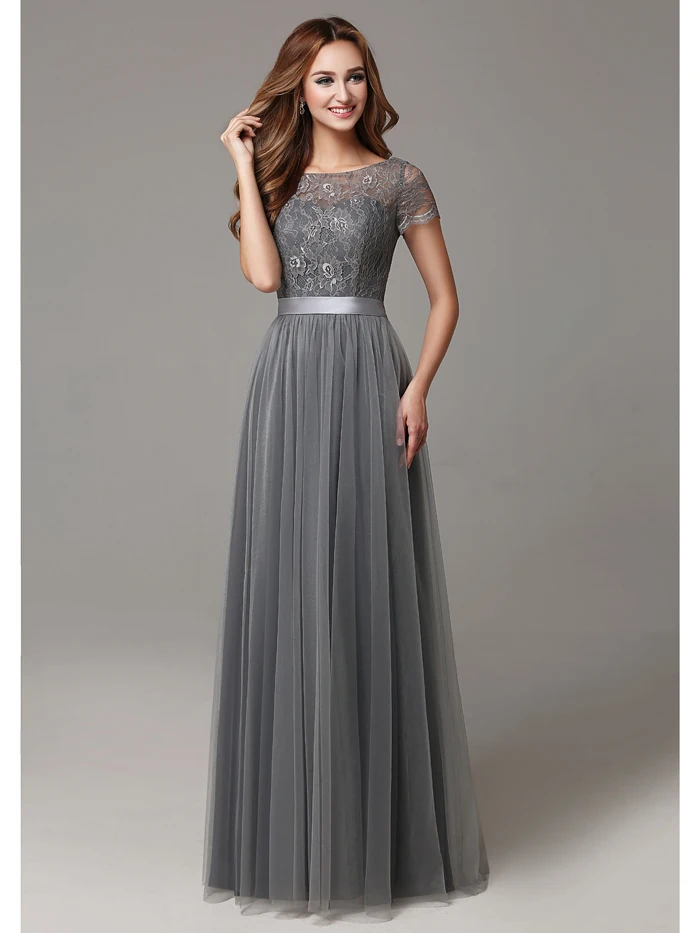 gray long sleeve bridesmaid dress