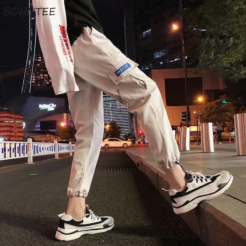

Pants Men Pockets Ankle-length Leisure Daily Loose Simple All-match Korean Style Soft Pant Mens Ulzzang Trousers Hip Hop Chic