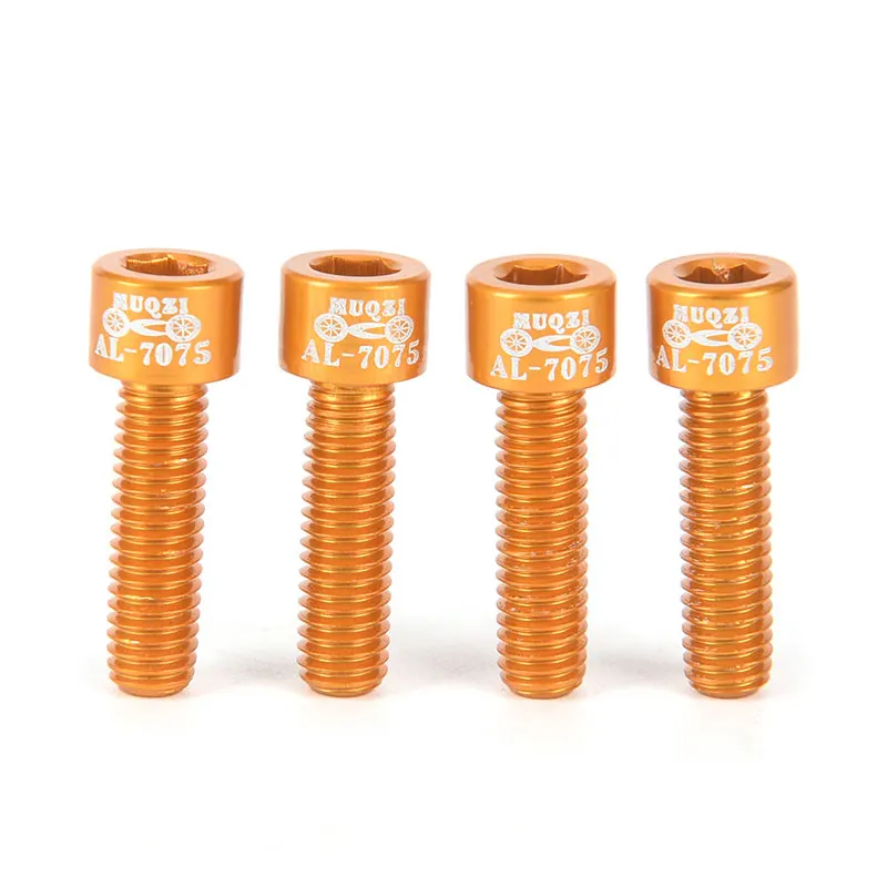 GOLD 4 шт./пакет велосипедный вынос руля винт M5x17mm болт из алюминиевого сплава с фиксированным Шестерни - Цвет: GOLD