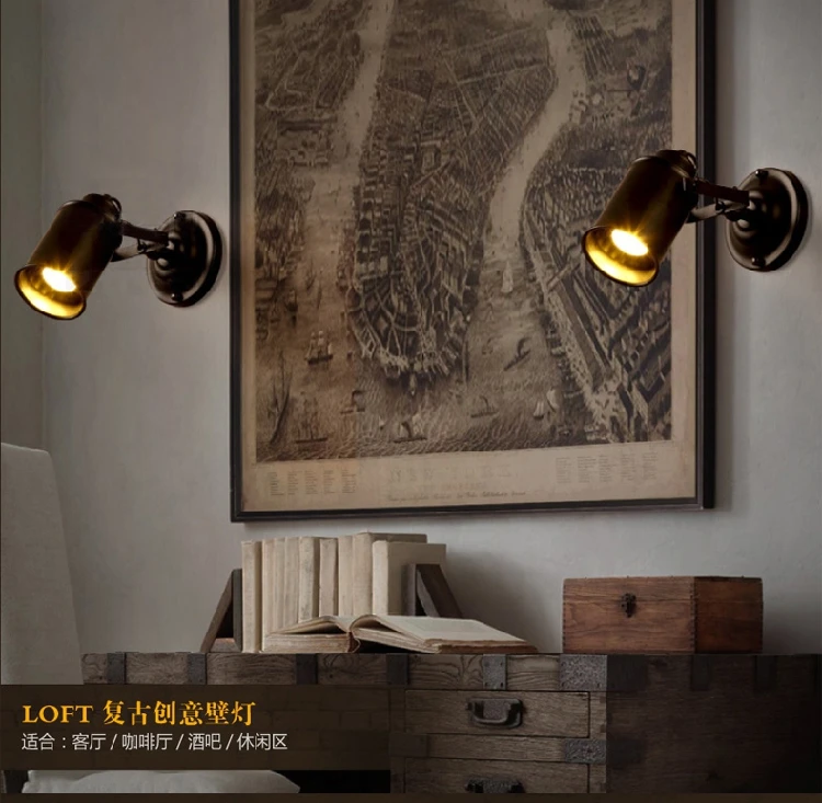 Retro Vintage Industrial Edison Simplicity Light Adjustable Wall Light Sconces Aged Steel Finished Antique E27 LED