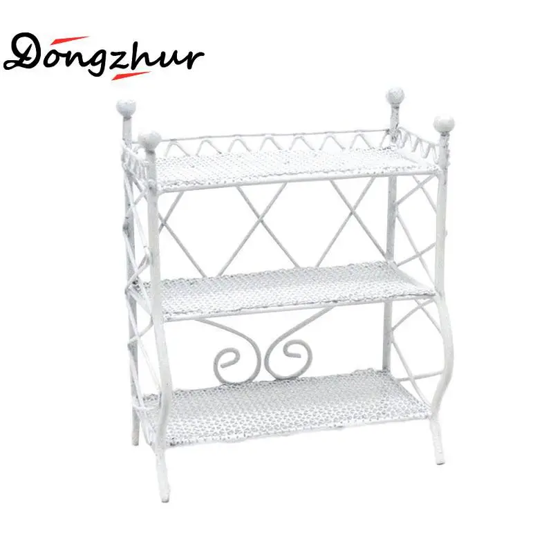 

1/12 Dollhouses Model Accessories New Iron Art Miniature Mini Flower Stand Chair Kids Toy Furniture White 90*74mm Casa De Boneca