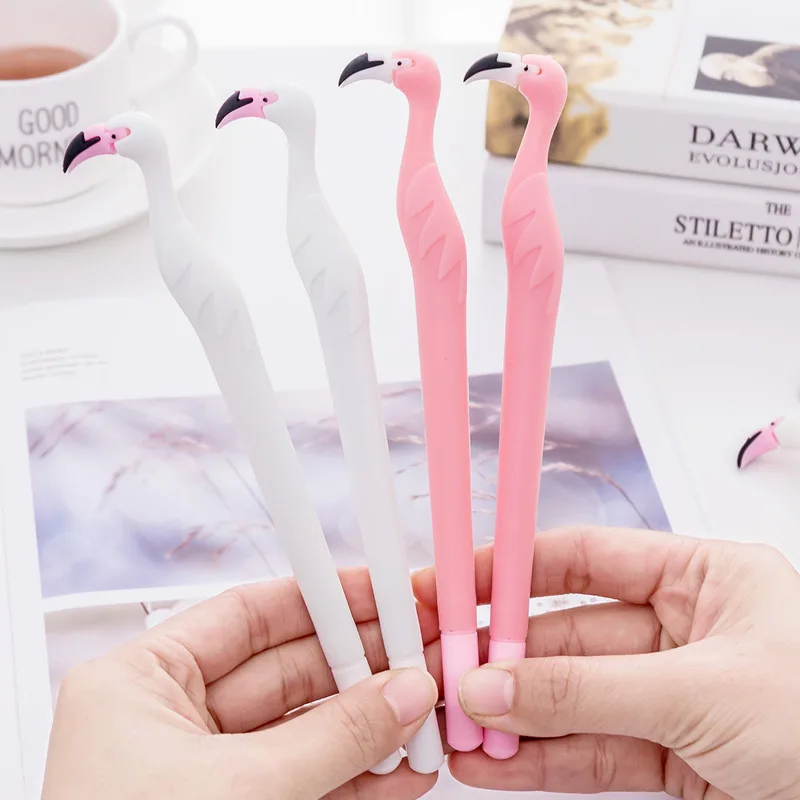 

(2 pieces/lot) Cute Flamingo Gel Pen Cartoon Student Kawaii Pens Black Ink