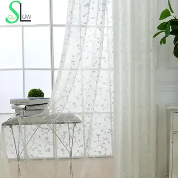 

Slow Soul Jade White Beige Beautiful Little Fresh Garden Floral Jacquard Tulle Curtains For Living Room Cortina Rideaux Bedroom